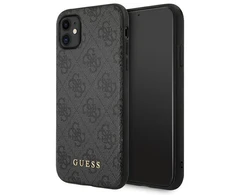 Guess GUHCN61G4GFGR Apple iPhone 11 6,1"pilkas hard dėklas 4G Metal Gold Logo