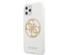 Apple iPhone 11 Pro Max Guess Hard dėklas Glitter 4G Circle Logo (GUHCN65TPUWHGLG) baltos spalvos