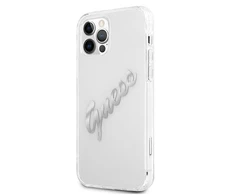 Dėklas GUESS GUHCP12LKTRSVSI IPHONE 12 PRO MAX 6.7 "TRANSPARENT HARDCASE VINTAGE SCRIPT Sidabrinis