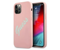 Apple iPhone 12 Pro Max Guess dėklas silikoninis Vintage (GUHCP12LLSVSPG) rožinės spalvos