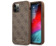 Apple iPhone 12 / 12 Pro Guess Dėklas 4G Metal Gold Logo (GUHCP12MG4GFBR) rudos spalvos