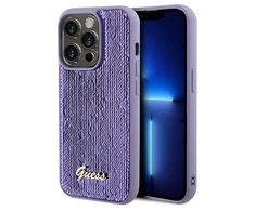 Apple iPhone 13 Pro Guess dėklas Sequin Script Metal (GUHCP13LPSFDGSUiPhone) violetinės spalvos
