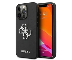Dėklas GUESS HARD CASE GUHCP13LSA4GSBK IPHONE 13 PRO SAFFIANO METAL LOGO Juodas