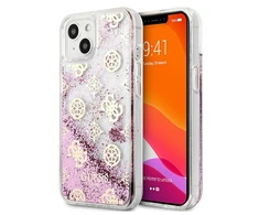 Dėklas GUESS HARDCASE 4G GUHCP13SLGPEPI IPHONE 13 MINI PEONY LIQUID GLITTER Rožinis