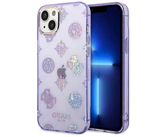 „Guess“ GUHCP14MHTPPTL iPhone 14 Plus/15 Plus 6.7" kietas alyvinis dėklas su bijūnų blizgučiais