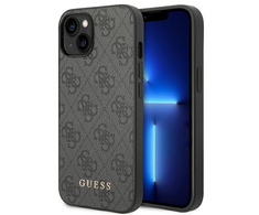 Apple iPhone 14 Guess Dėklas 4G Metal Gold Logo pilkos spalvos