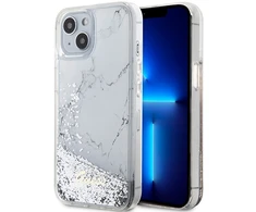 Apple Guess telefono dėklas iPhone 14 6,1 GUHCP14SLCSGSGH baltas hard telefono dėklas Liquid Glitter Marble