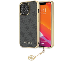 Apple iPhone 14 Pro Max Guess dėklas 4G Charms Collection (GUHCP14XGF4GGR) pilkos spalvos