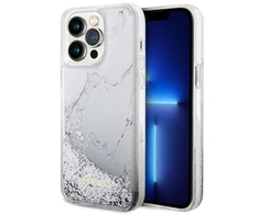 Apple iPhone 14 Pro Max Guess dėklas Liquid Glitter Marble (GUHCP14XLCSGSGH) baltos spalvos