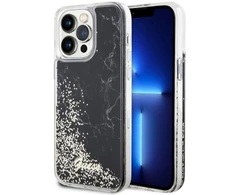 Apple iPhone 14 Pro Max Guess dėklas Liquid Glitter Marble (GUHCP14XLCSGSGK) juodos spalvos