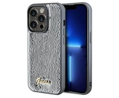 Apple iPhone 14 Pro Max Guess dėklas Sequin Script Metal (GUHCP14XPSFDGSS) sidabrinės spalvos