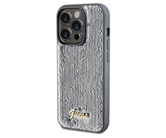 Apple iPhone 14 Pro Max Guess dėklas Sequin Script Metal (GUHCP14XPSFDGSS) sidabrinės spalvos