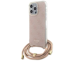 Dėklas GUESS GUHCP15LHC4SEP IPHONE 15 PRO 6.1 "Rožinis/Rožinis HARDCASE CROSSBODY CORD 4G PRINT