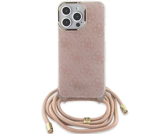 Dėklas GUESS GUHCP15LHC4SEP IPHONE 15 PRO 6.1 "Rožinis/Rožinis HARDCASE CROSSBODY CORD 4G PRINT