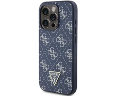 Apple iPhone 15 Pro Guess dėklas 4G Triangle Metal Logo (GUHCP15LPG4GPB) mėlynos spalvos