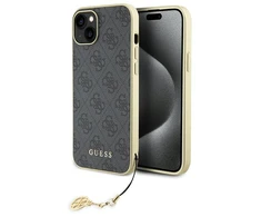 Apple iPhone 15 Plus Guess dėklas 4G Charms Collection (GUHCP15MGF4GGR) pilkos spalvos