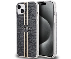 Apple iPhone 14 plus / 15 plus Guess dėklas IML 4G Gold Stripe (GUHCP15MH4PSEGK) juodos spalvos