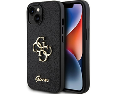 Apple iPhone 15 plus Guess dėklas Glitter Script Big 4G (GUHCP15MHG4SGK) juodos spalvos