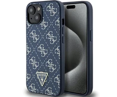 Apple iPhone 14 plus / 15 plus Guess dėklas 4G Triangle Metal Logo (GUHCP15MPG4GPB) mėlynos spalvos