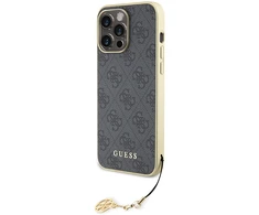 Guess GUHCP15XGF4GGR iPhone 15 Pro Max 6.7" pilka/pilkas kietas dėklas 4G Charms Collection