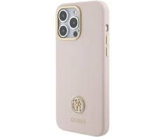 Dėklas GUESS GUHCP15XM4DGPPP IPHONE 15 PRO MAX 6.7 "LIGHT Rožinis/Rožinis HARDCASE SILICONE LOGO STRASS 4G