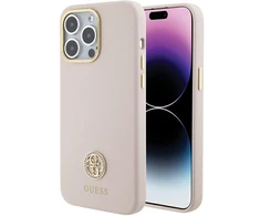 Dėklas GUESS GUHCP15XM4DGPPP IPHONE 15 PRO MAX 6.7 "LIGHT Rožinis/Rožinis HARDCASE SILICONE LOGO STRASS 4G