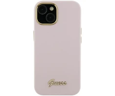 Dėklas GUESS GUHCP15XSMBSLP IPHONE 15 PRO MAX 6.7 "Rožinis/Rožinis HARDCASE SILICONE SCRIPT METAL LOGO &amp; FLAME
