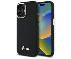 Dėklas Guess GUHCP16MSMBSLK Apple iPhone 16 Plus 6.7" juodos spalvos hardcase Silicone Script Metal Logo &amp; Frame