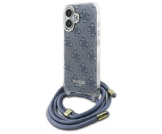 Guess GUHCP16SHC4SEB Apple iPhone 16 6.1" dėklas telefonui mėlynos spalvos Crossbody Cord 4G Print