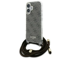 Guess GUHCP16SHC4SEW Apple iPhone 16 6.1" dėklas telefonui rudos spalvos/dėklas telefonui rudos spalvos Crossbody Cord 4G Print