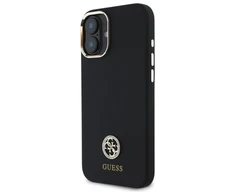Guess GUHCP16SM4DGPK Apple iPhone 16 6.1" dėklas telefonui juodos spalvos Silikoninis Logo Strass 4G