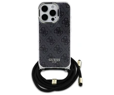 Guess GUHCP16XHC4SEK Apple iPhone 16 Pro Max 6.9" dėklas telefonui juodos spalvos Crossbody Cord 4G Print
