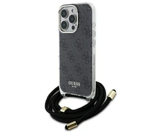 Guess GUHCP16XHC4SEK Apple iPhone 16 Pro Max 6.9" dėklas telefonui juodos spalvos Crossbody Cord 4G Print