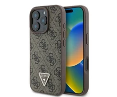 Guess Leather 4G Triangle Strass MagSafe Apple iPhone 16 Pro Max – dėklas telefonui rudos spalvos