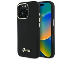 Dėklas Guess GUHCP16XSMBSLK Apple iPhone 16 Pro Max 6.9" juodos spalvos hardcase Silicone Script Metal Logo &amp; Frame