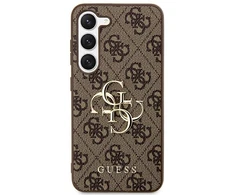 Guess PU 4G Metal Logo dėklas skirtas Samsung Galaxy S24 Ultra rudos spalvos