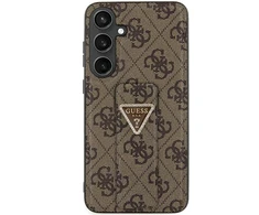 Guess GUHCS24LPGS4TDW S24 Ultra S928 dėklas telefonui rudos spalvos Grip Stand 4G Triangle Strass