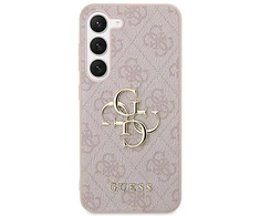 Guess PU 4G Metal Logo dėklas skirtas Samsung Galaxy S24 rožinės spalvos