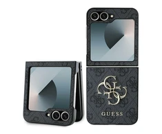 Guess PU 4G Metal Logo Samsung Galaxy Z Flip6 dėklas telefonui pilkos spalvos