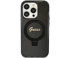 Dėklas GUESS GUHMN61HRSGSK IPHONE 11 / XR 6.1 "Juodas / Juodas HARDCASE RING STAND SCRIPT GLITTER MAGSAFE