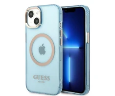 Apple iPhone 13 Guess Dėklas Gold Outline Translucent MagSafe (GUHMP13MHTCMB) mėlynos spalvos