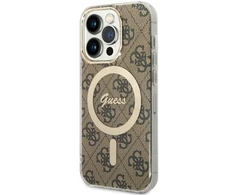 Apple iPhone 14 Pro Guess dėklas 4G MagSafe (GUHMP14LH4STW) rudos spalvos