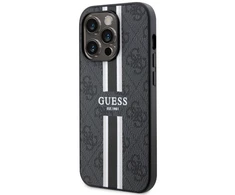 Apple iPhone 14 Pro Guess dėklas 4G Printed Stripe MagSafe (GUHMP14LP4RPSK) juodos spalvos
