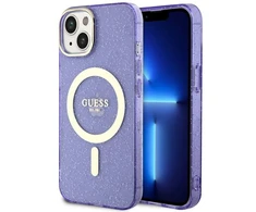 Dėklas GUESS GUHMP14MHCGUG IPHONE 14 PLUS / 15 PLUS 6.7 "PURPLE / PURPLE HARDCASE GLITTER GOLD MAGSAFE
