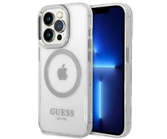 Apple iPhone 14 Pro Max Guess Dėklas Metal Outline Magsafe (GUHMP14XHTRMS) sidabrinės spalvos