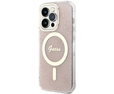 Apple iPhone 15 Pro Guess dėklas IML 4G MagSafe (GUHMP15LH4STP) rožinės spalvos