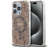 Dėklas GUESS GUHMP15LHGCUSTGW IPHONE 15 PRO 6.1 "RUDAS / RUDAS KIETAS DĖLIS IML GCUBE MAGSAFE