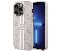Guess 4G Printed Stripes MagSafe Apple iPhone 15 Pro - dėklas telefonui rožinės spalvos