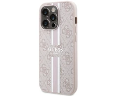 Guess 4G Printed Stripes MagSafe Apple iPhone 15 Pro - dėklas telefonui rožinės spalvos