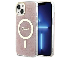 Apple iPhone 13 / 14 / 15 Guess dėklas IML 4G MagSafe (GUHMP15SH4STP) rožinės spalvos